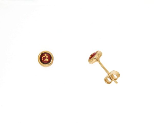 Boucles d'oreilles clous petit rond systeme papillon rouge cerise