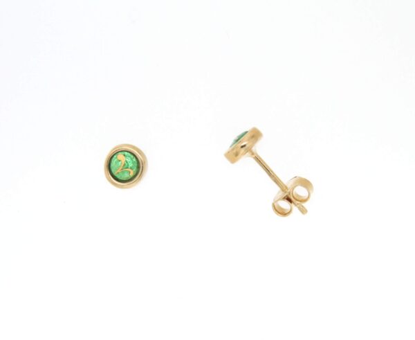 Boucles d'oreilles clous petit rond systeme papillon vert chartreuse