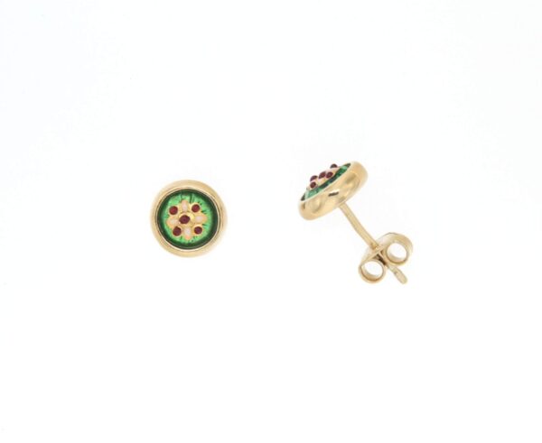 Boucles d'oreilles clous petit rond systeme papillon vert chartreuse
