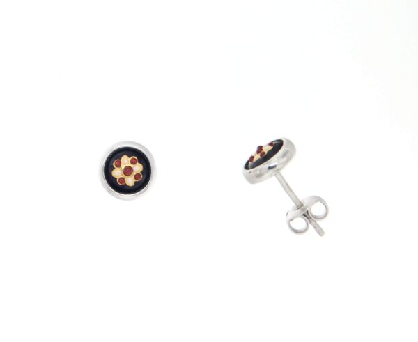 Boucles d'oreilles clous petit rond systeme papillon violet prune