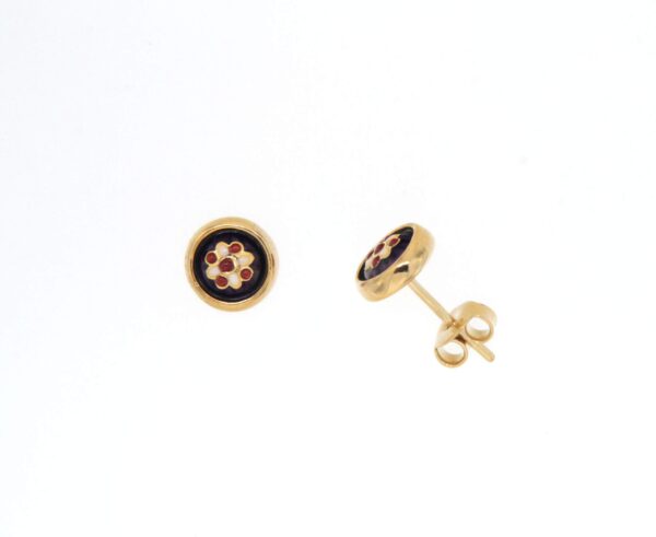 Boucles d'oreilles clous petit rond systeme papillon violet prune