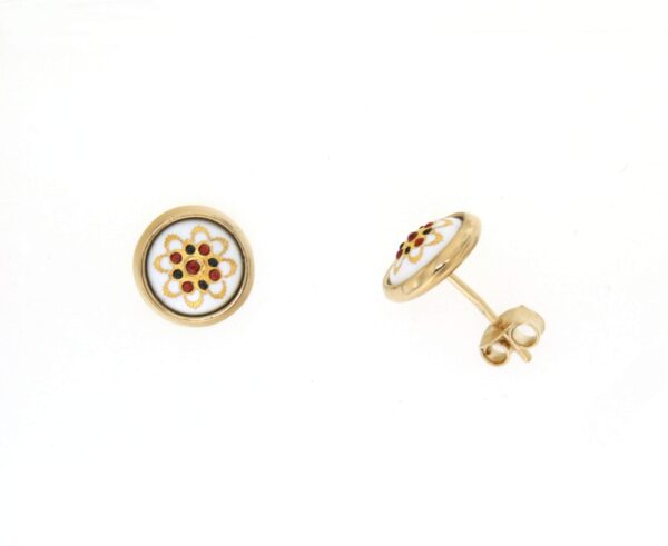 Boucles d'oreilles clous rond moyen modele systeme papillon blanc