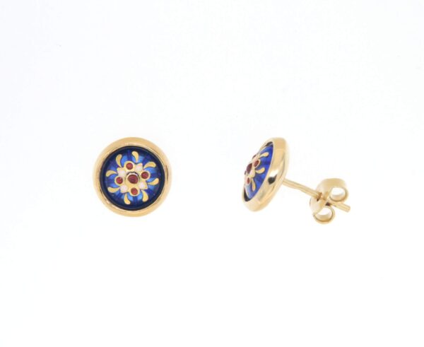 Boucles d'oreilles clous rond moyen modele systeme papillon bleu de bresse