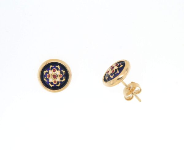 Boucles d'oreilles clous rond moyen modele systeme papillon bleu de sèvres