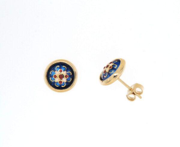 Boucles d'oreilles clous rond moyen modele systeme papillon bleu electrique