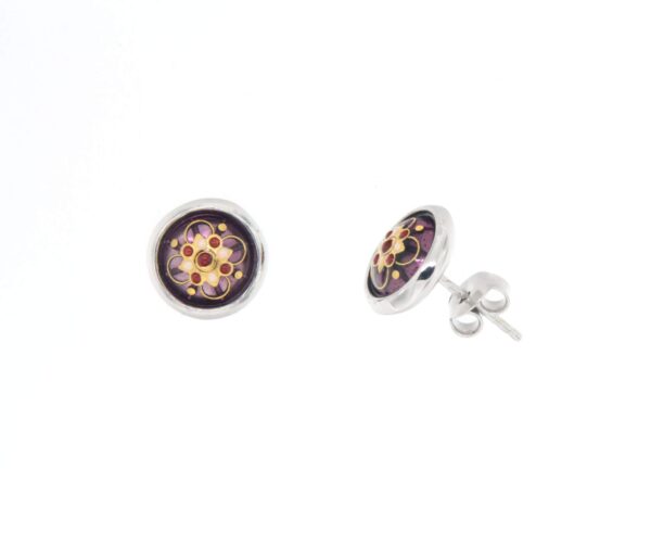 Boucles d'oreilles clous rond moyen modele systeme papillon  lilas