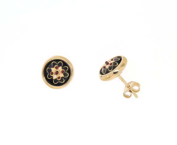 Boucles d'oreilles clous rond moyen modele systeme papillon noir