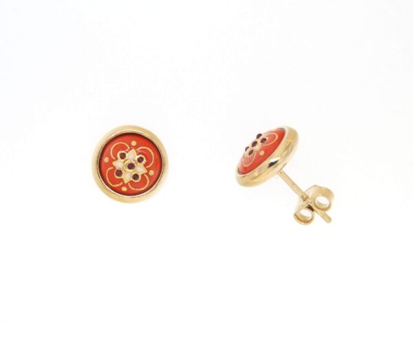 Boucles d'oreilles clous rond moyen modele systeme papillon orange
