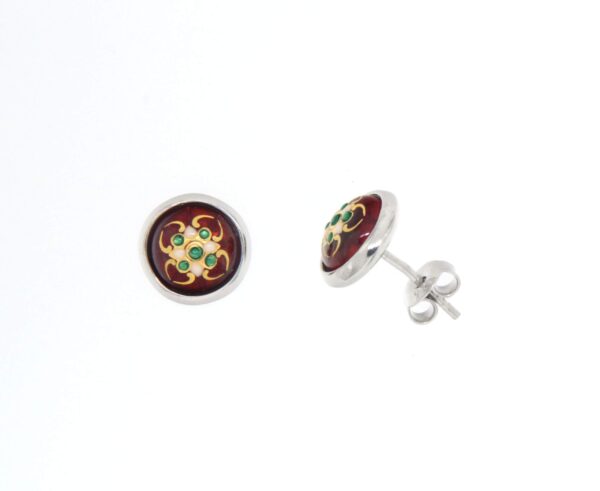 Boucles d'oreilles clous rond moyen modele systeme papillon rouge