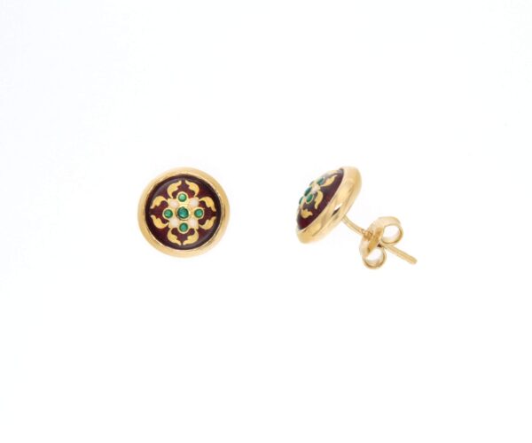 Boucles d'oreilles clous rond moyen modele systeme papillon rouge