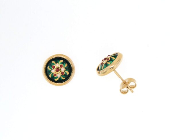 Boucles d'oreilles clous rond moyen modele systeme papillon vert