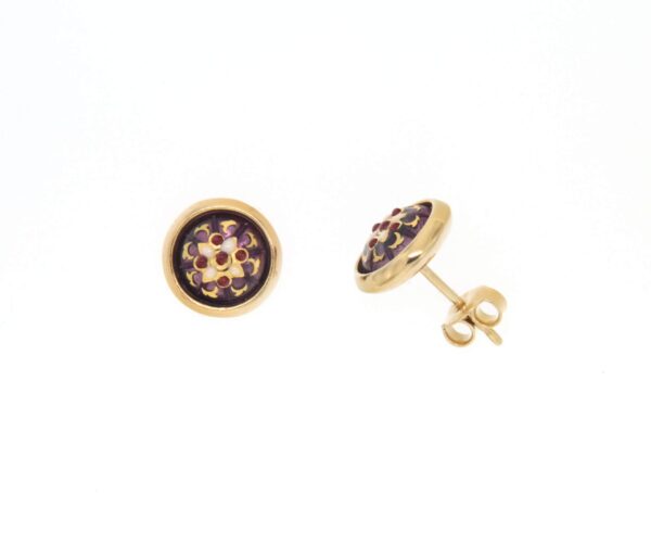 Boucles d'oreilles clous rond moyen modele systeme papillon violet lilas