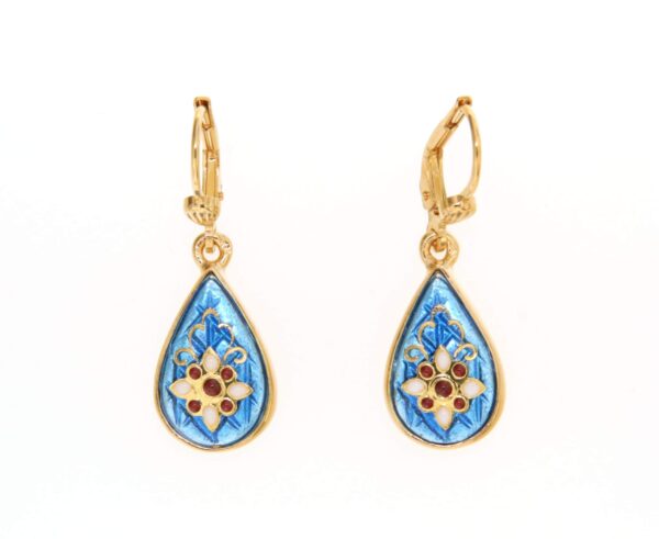 Boucles d'oreilles gouttes systeme dormeuse bleu azur