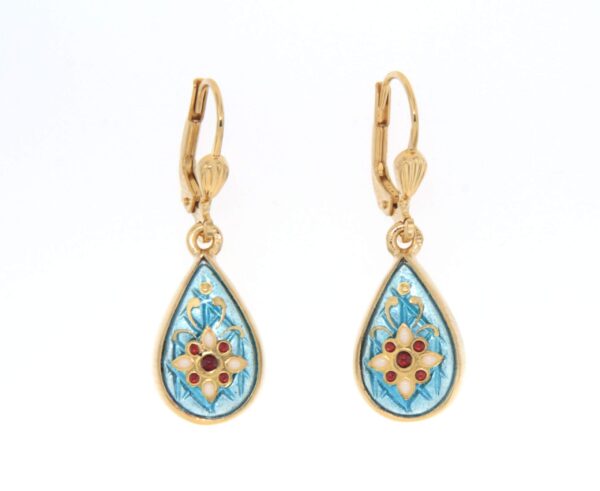 Boucles d'oreilles gouttes systeme dormeuse bleu ciel
