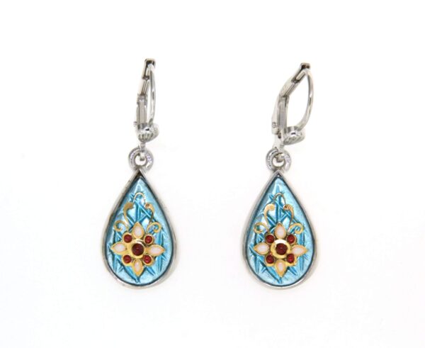 Boucles d'oreilles gouttes systeme dormeuse bleu ciel