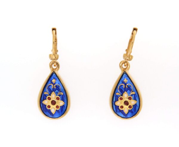Boucles d'oreilles gouttes systeme dormeuse bleu de bresse