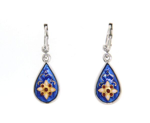Boucles d'oreilles gouttes systeme dormeuse bleu de bresse