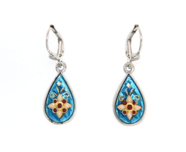 Boucles d'oreilles gouttes systeme dormeuse bleu turquoise