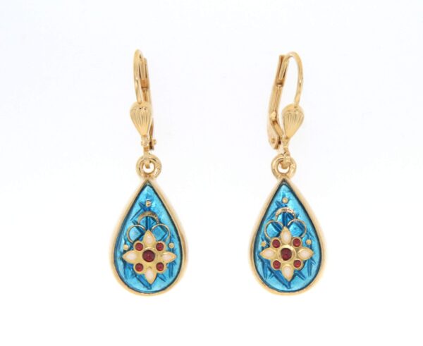 Boucles d'oreilles gouttes systeme dormeuse bleu turquoise