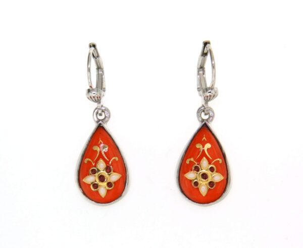 Boucles d'oreilles gouttes systeme dormeuse orange