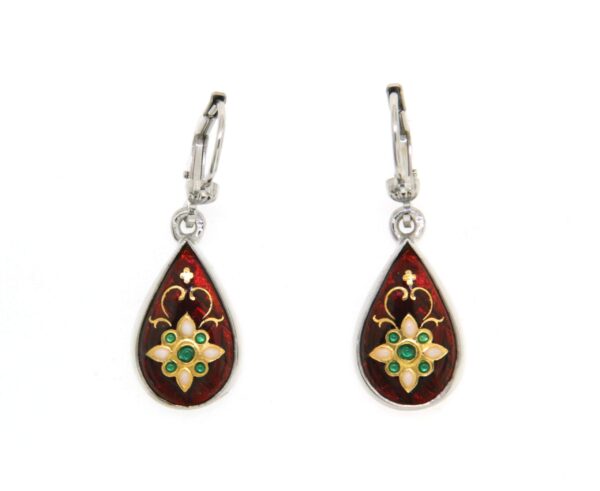 Boucles d'oreilles gouttes systeme dormeuse rouge