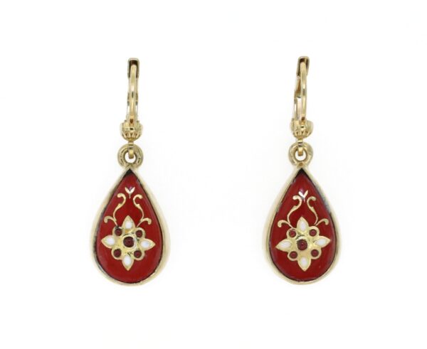 Boucles d'oreilles gouttes systeme dormeuse rouge cerise