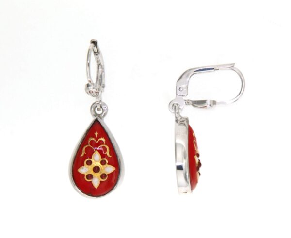 Boucles d'oreilles gouttes systeme dormeuse rouge cerise