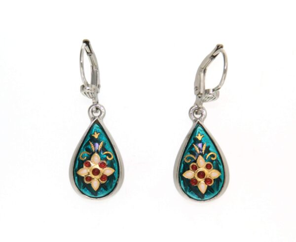 Boucles d'oreilles gouttes systeme dormeuse vert bleuté