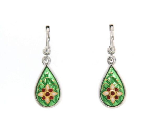 Boucles d'oreilles gouttes systeme dormeuse vert chartreuse