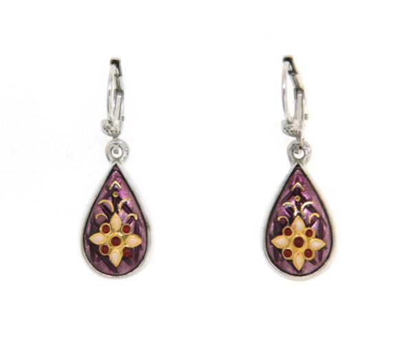 Boucles d'oreilles gouttes systeme dormeuse violet lilas