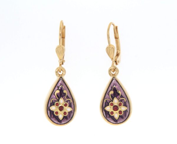 Boucles d'oreilles gouttes systeme dormeuse violet lilas