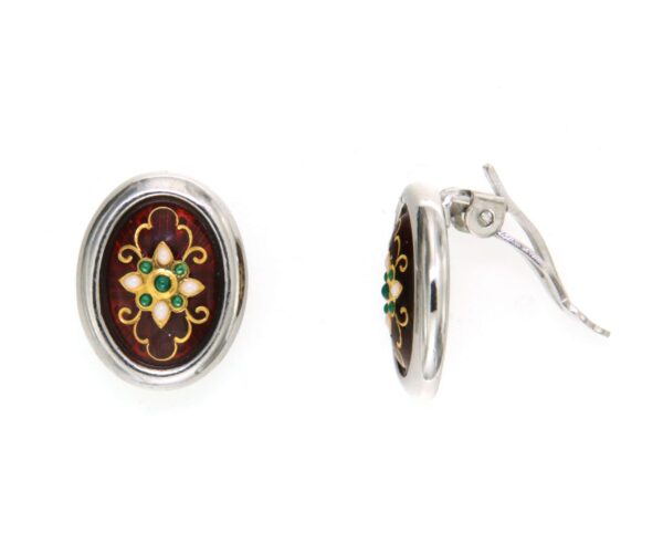Boucles d'oreilles gros ovale clips rouge