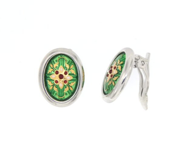 Boucles d'oreilles gros ovale clips vert charteuse