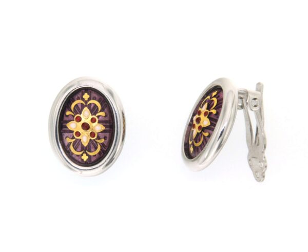 Boucles d'oreilles gros ovales clips violet lilas