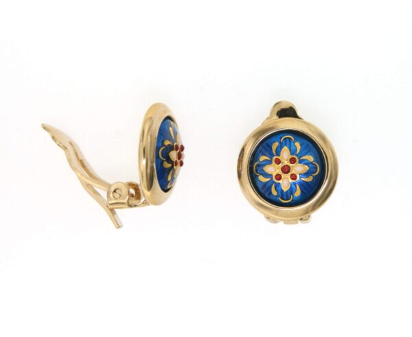 Boucles d'oreilles gros rond clips bleu electrique