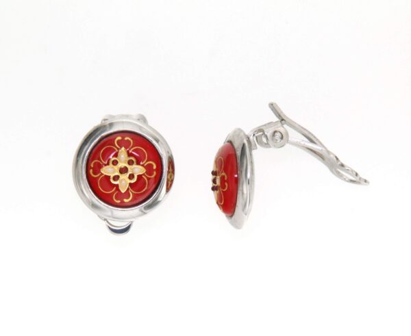 Boucles d'oreilles gros rond clips rouge cerise
