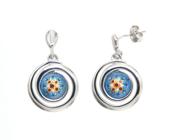 Boucles d'oreilles pendante petit spirale systeme papillon bleu azur