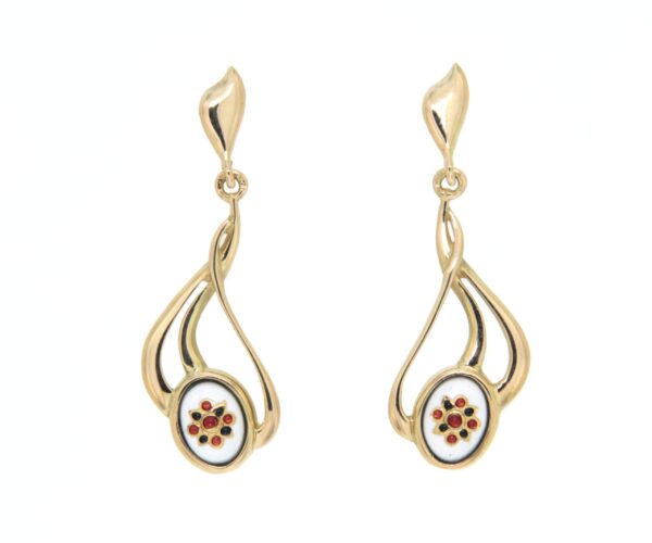 Boucles d'oreilles pendantes 3 fils systeme papillon blanc