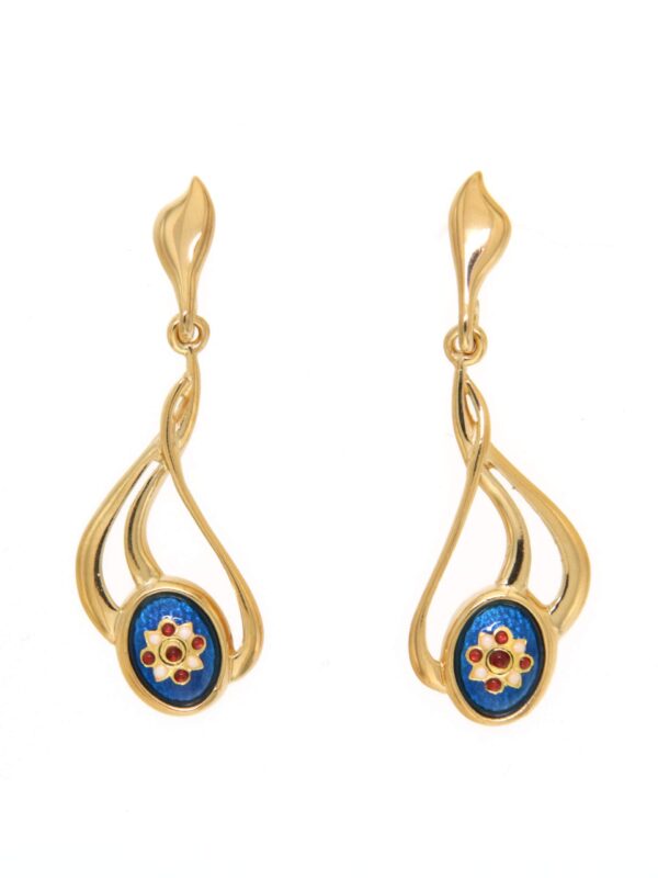 Boucles d'oreilles pendantes 3 fils systeme papillon bleu electrique