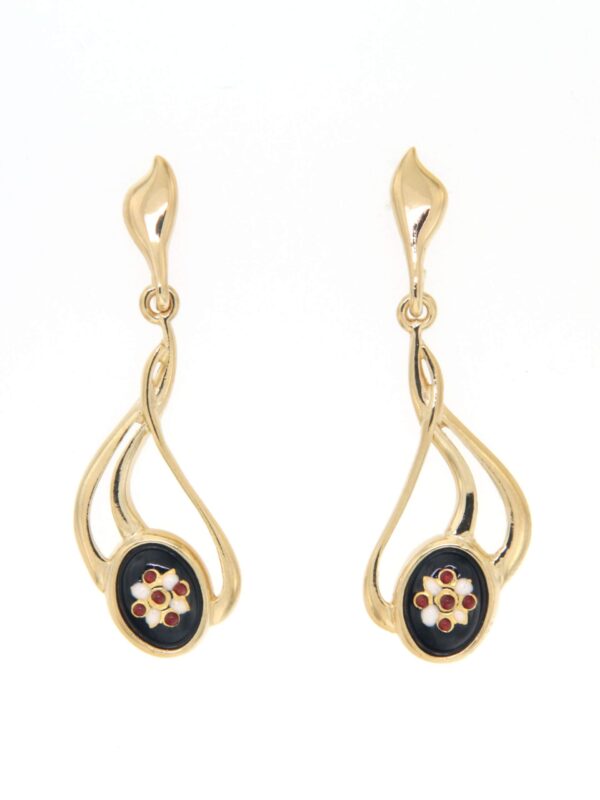 Boucles d'oreilles pendantes 3 fils systeme papillon noir