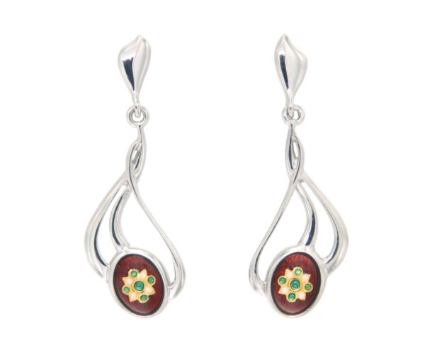 Boucles d'oreilles pendantes 3 fils systeme papillon noir