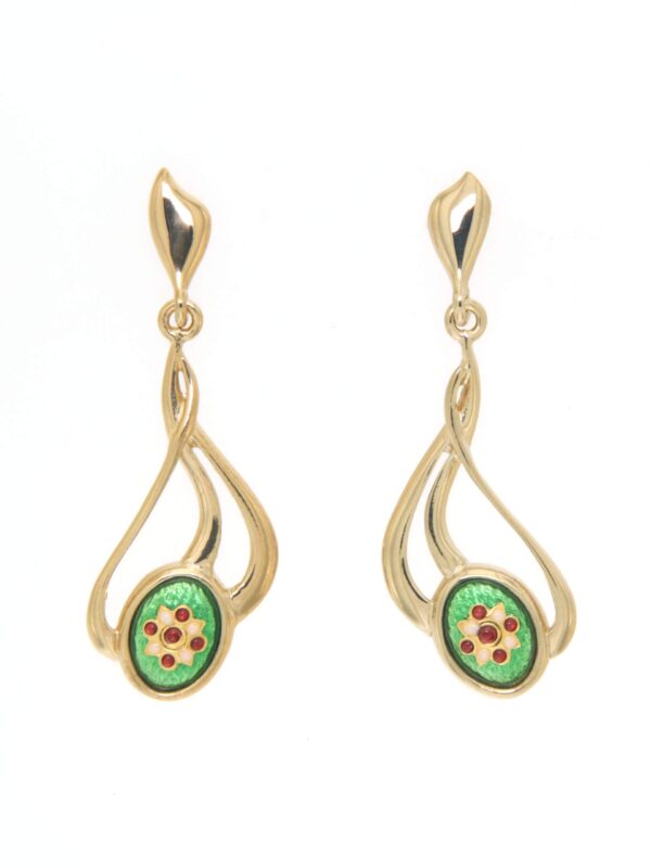 Boucles d'oreilles pendantes 3 fils systeme papillon vert chartreuse