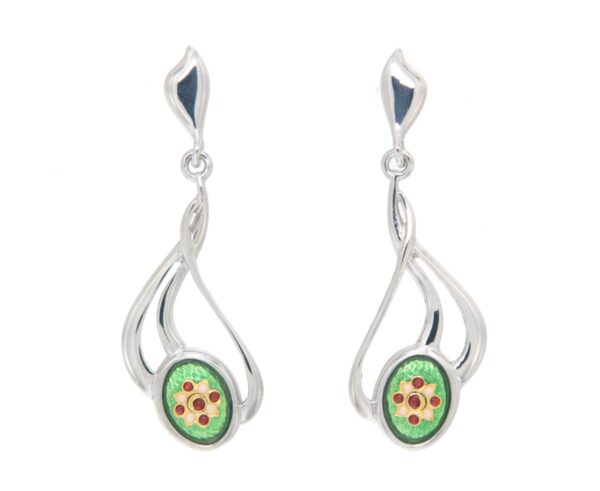 Boucles d'oreilles pendantes 3 fils systeme papillon vert chartreuse
