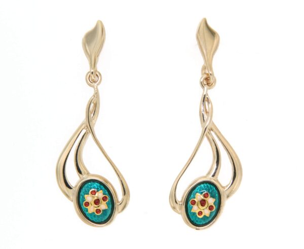 Boucles d'oreilles pendantes 3 fils systeme pepillon vert bleuté