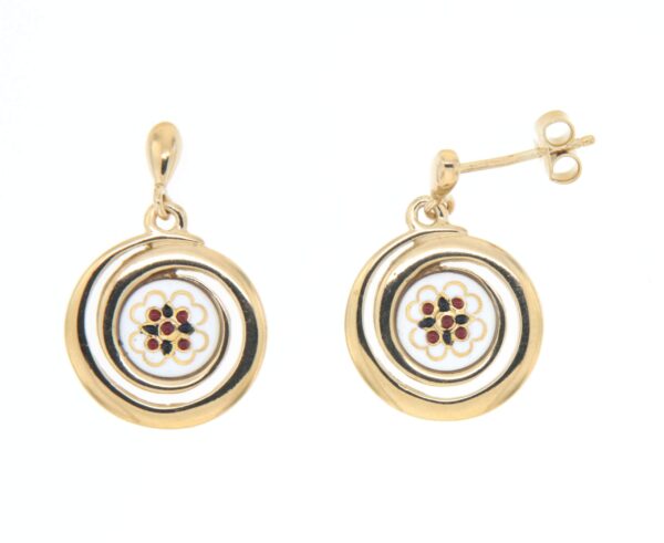 Boucles d'oreilles pendantes petit spirale systeme papillon blanc