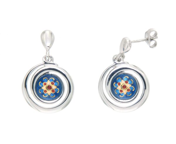 Boucles d'oreilles pendantes petit spirale systeme papillon bleu ciel