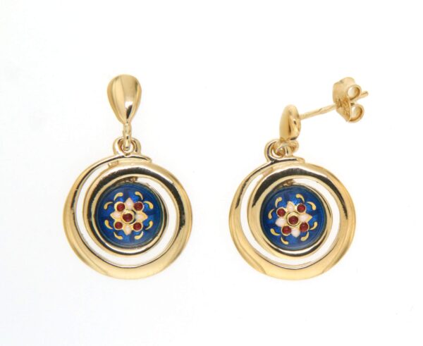Boucles d'oreilles pendantes petit spirale systeme papillon bleu electrique