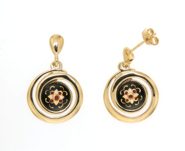 Boucles d'oreilles pendantes petit spirale systeme papillon noir