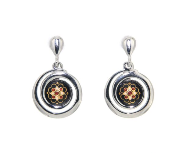 Boucles d'oreilles pendantes petit spirale systeme papillon noir