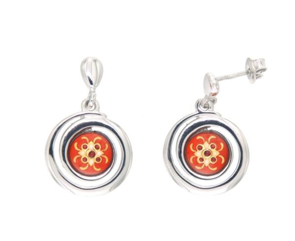 Boucles d'oreilles pendantes petit spirale systeme papillon orange